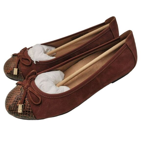 Vionic Ballet Flats Brown Suede Python New Snake Womens Size 5 - Picture 2 of 8